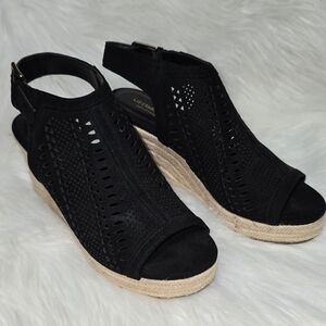 Liz Claiborne Black Wedge Sandals
